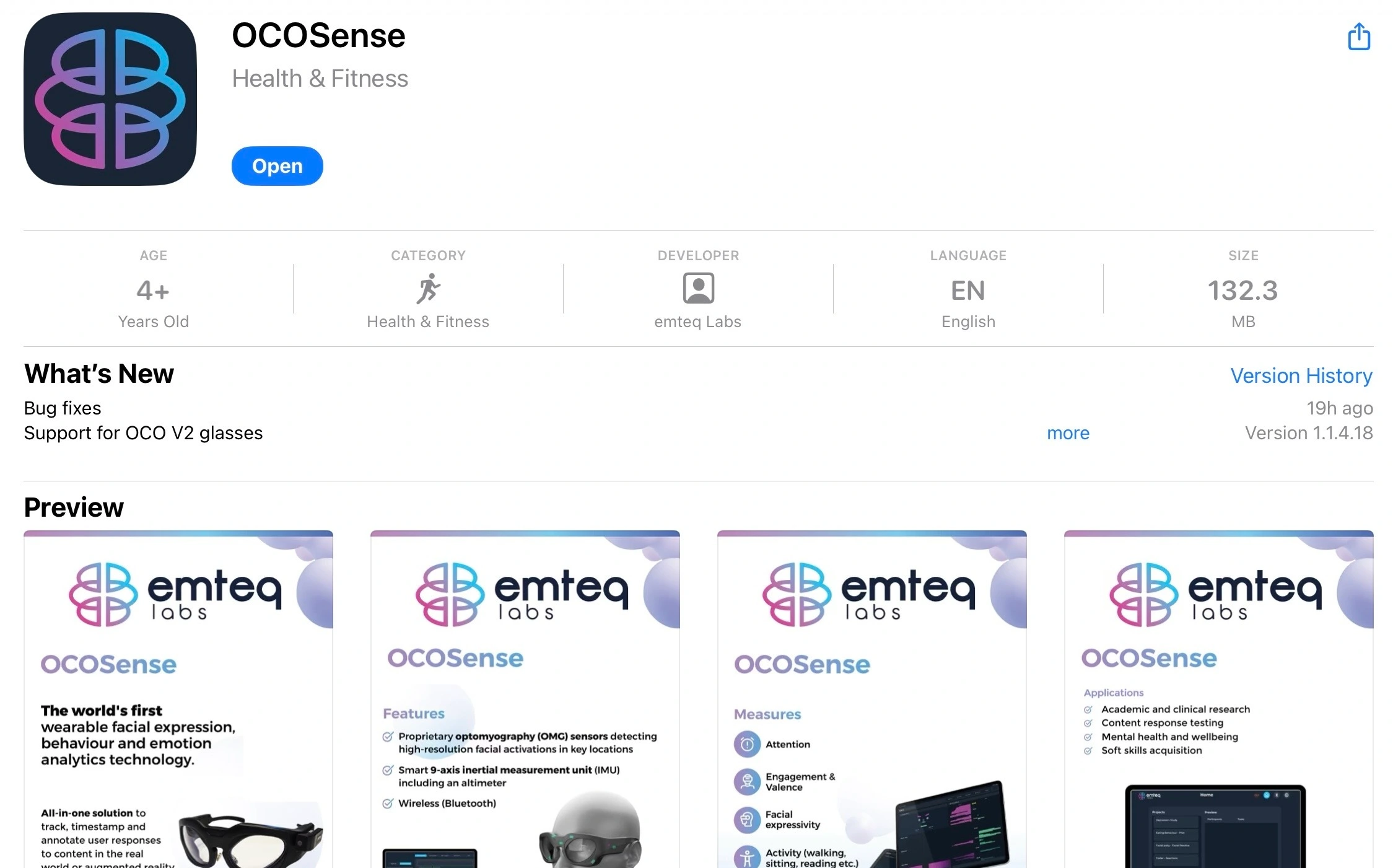 OCOsense app App Store