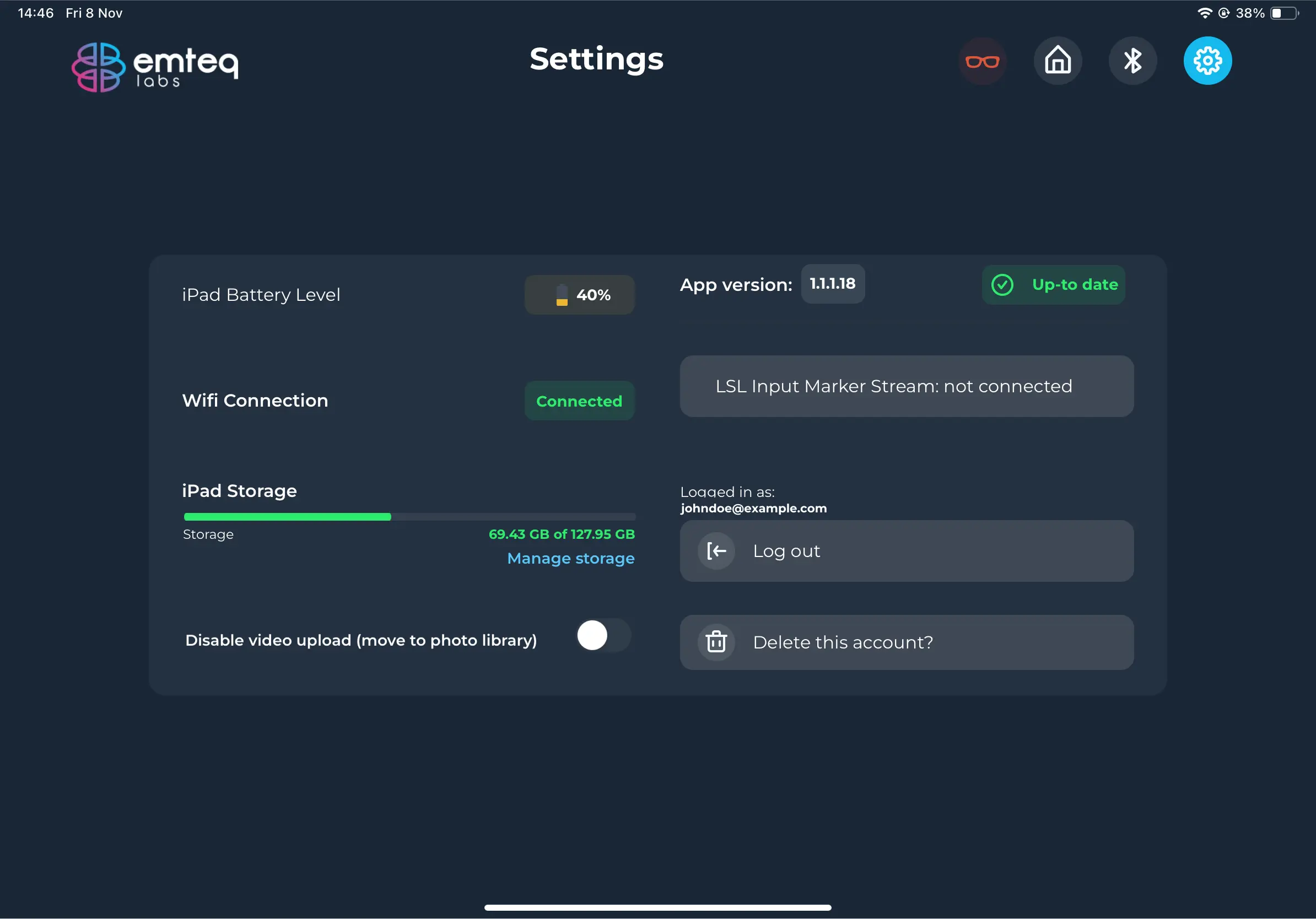 General Settings Screen